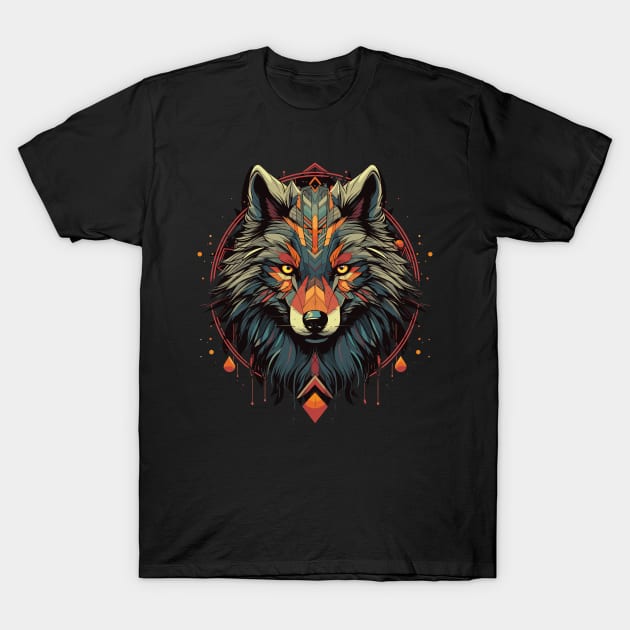 Boho Wolf Portrait T-Shirt by DanielLiamGill